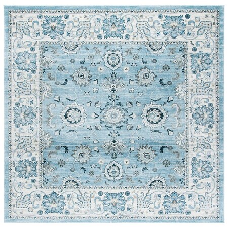 Safavieh 6 ft. 7 in. x 6 ft. 7 in. Power Loomed Isabella Square Rug Light Blue & Cream ISA940M-7SQ